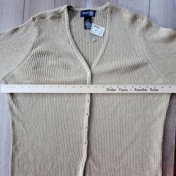 Venezia Jeans Womens Gold Ribbed Cardigan Sweater Size 22/24 NWT - Picture 12 of 13